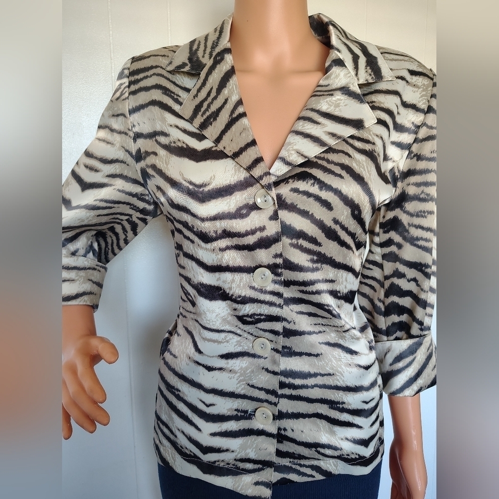 Draper's & Damon's Zebra Print Button-Up Jacket Size 6